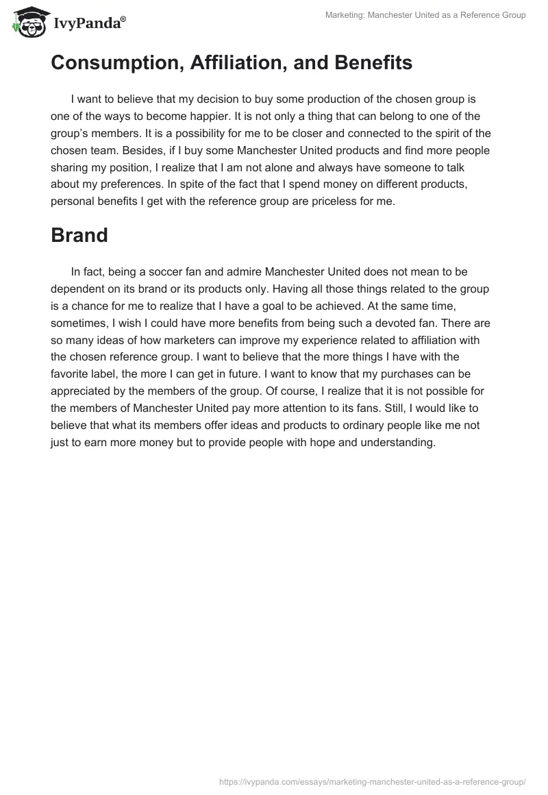 Marketing: Manchester United as a Reference Group. Page 2