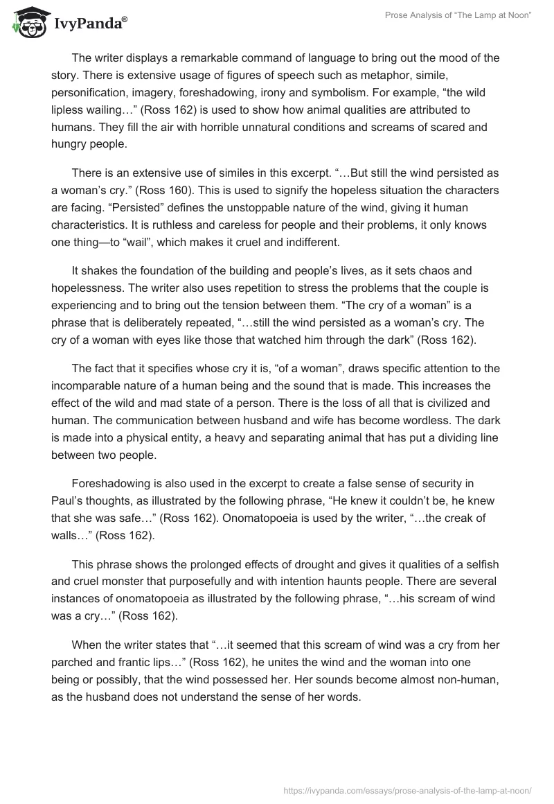 Prose Analysis of “The Lamp at Noon”. Page 2