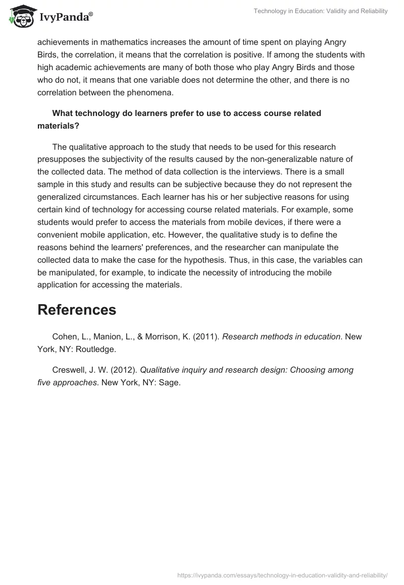 Technology in Education: Validity and Reliability. Page 2