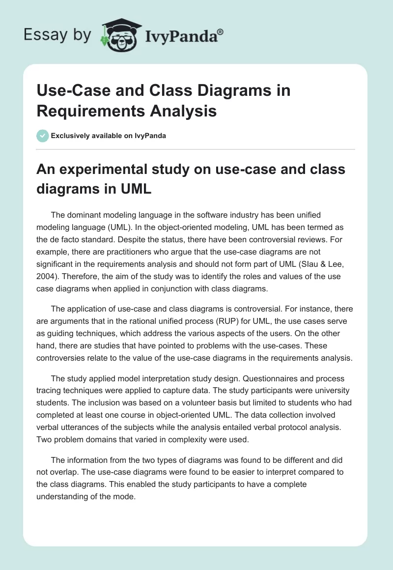 Use-Case and Class Diagrams in Requirements Analysis. Page 1