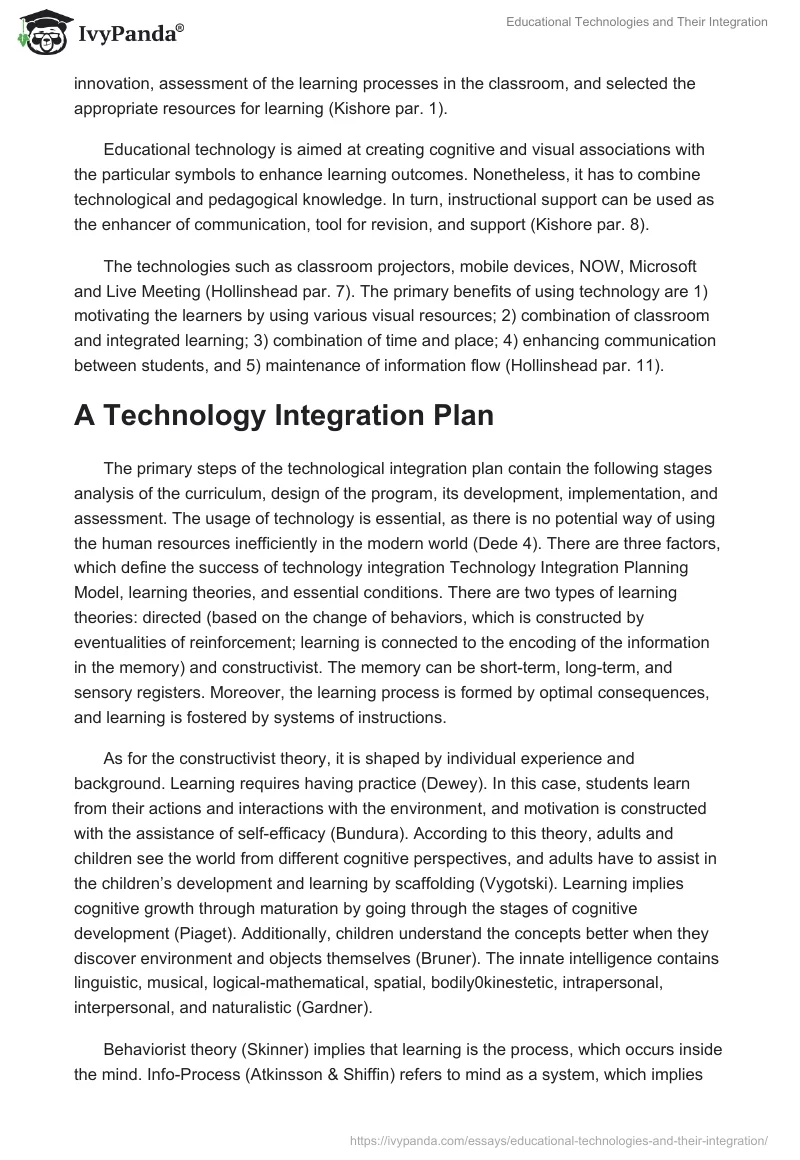 Educational Technologies and Their Integration. Page 2