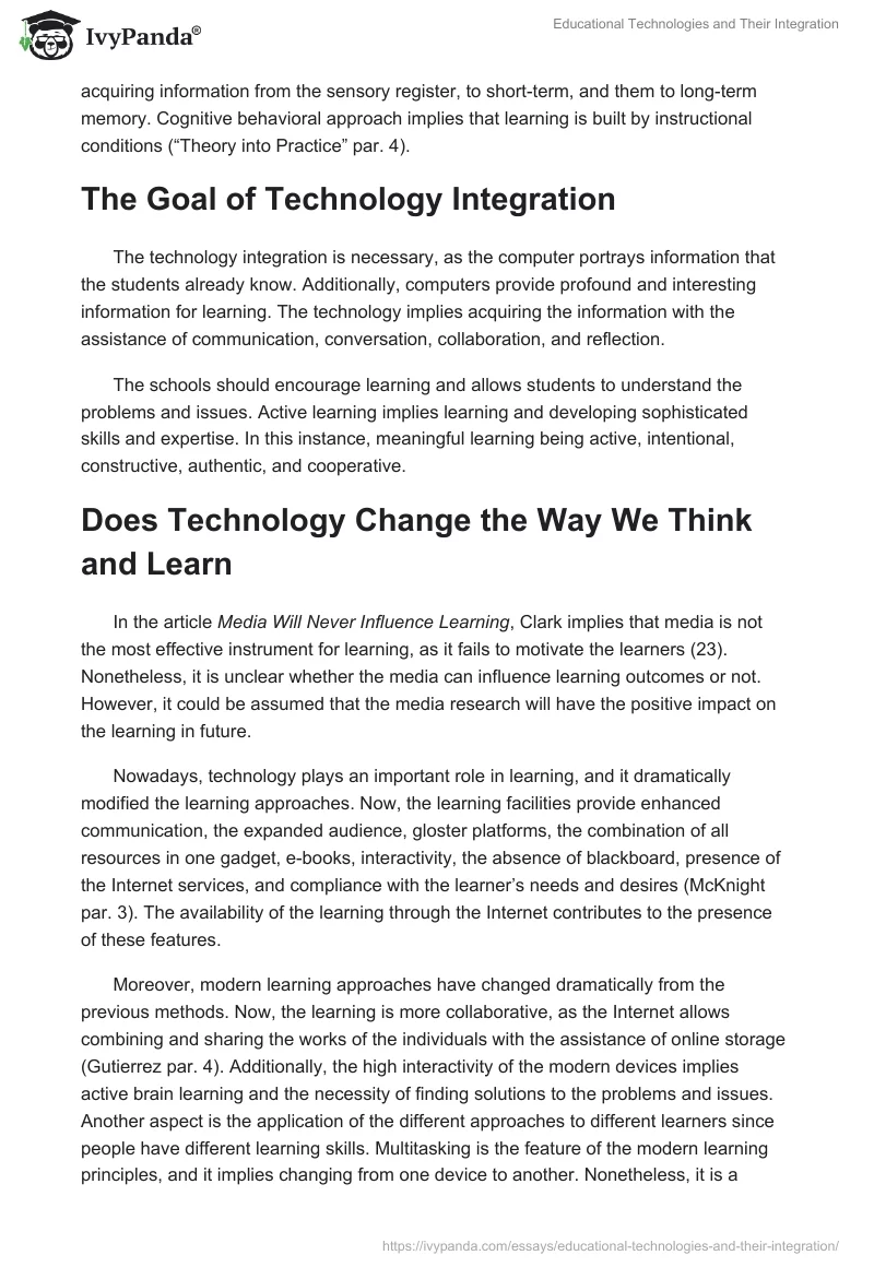 Educational Technologies and Their Integration. Page 3