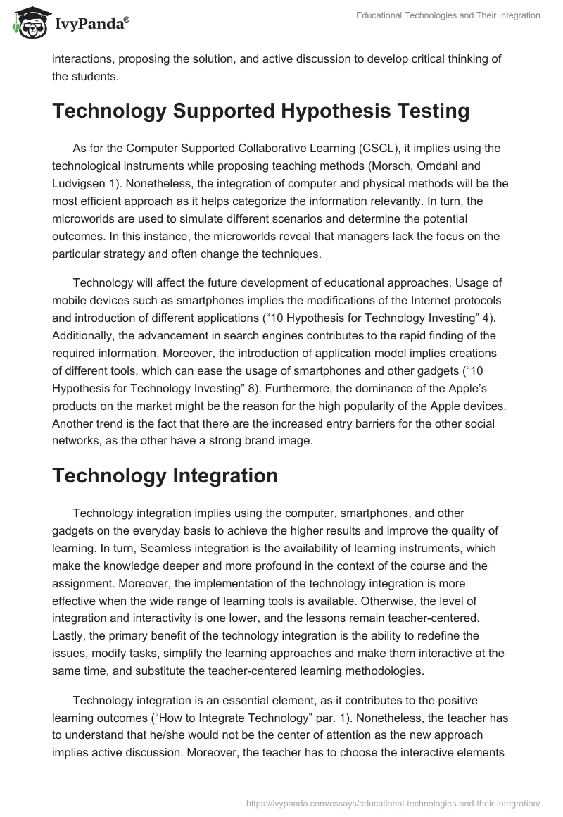 Educational Technologies and Their Integration. Page 5
