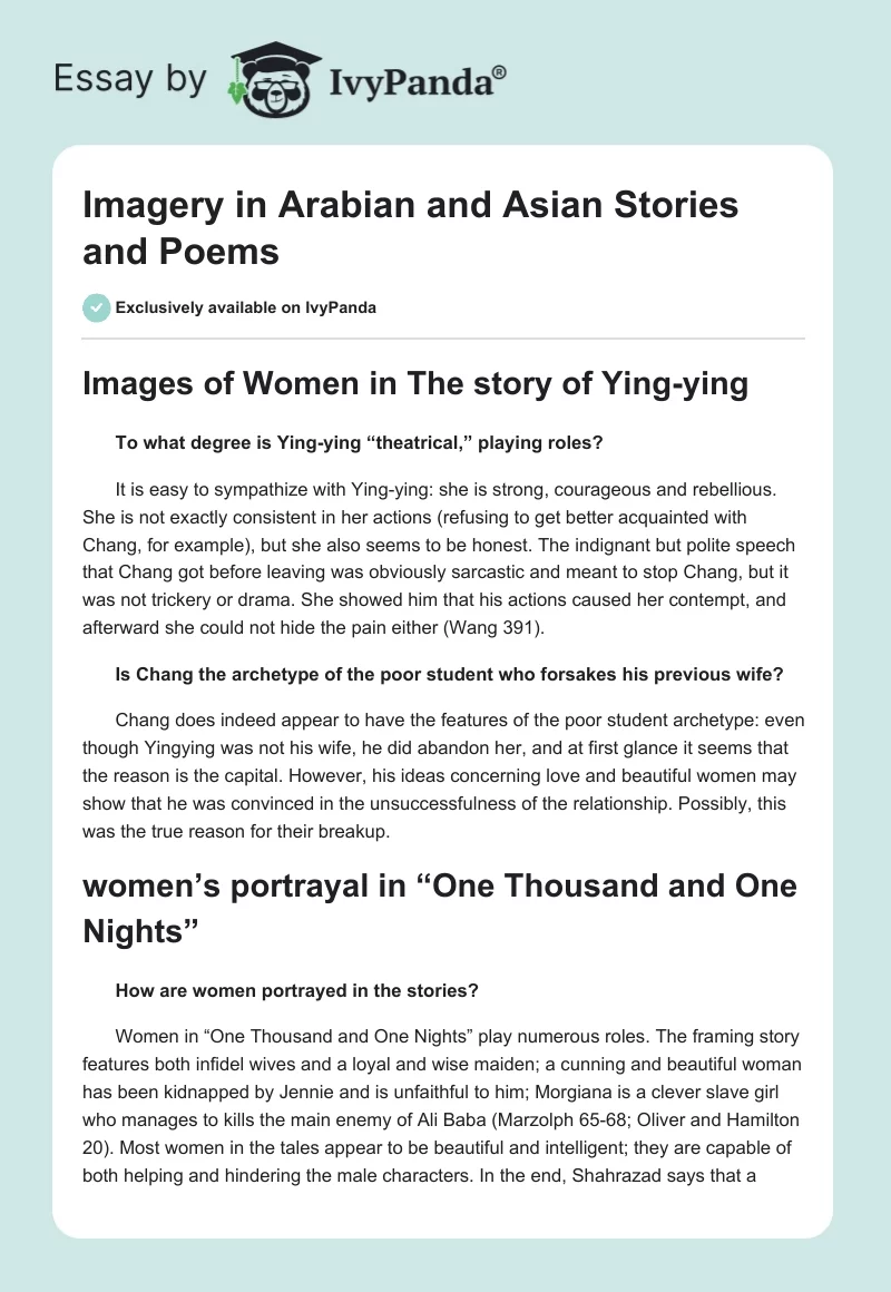 Imagery in Arabian and Asian Stories and Poems. Page 1