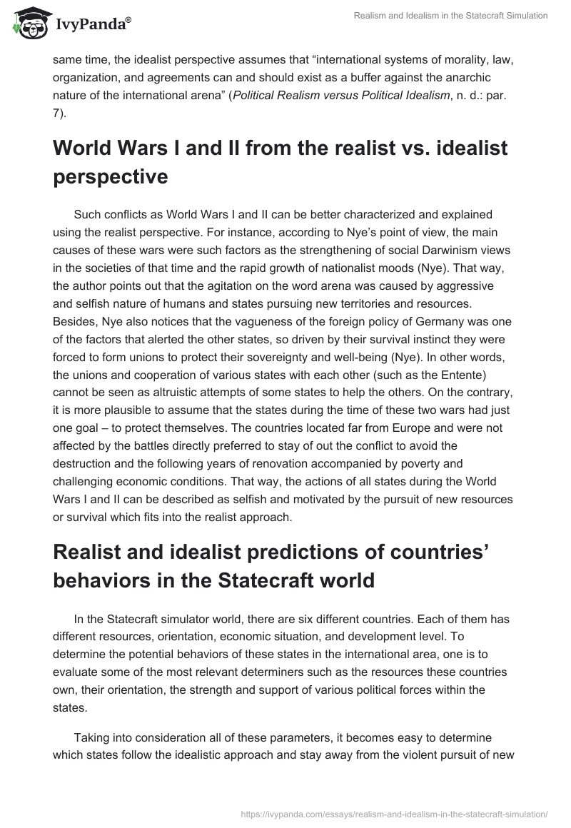Realism and Idealism in the Statecraft Simulation. Page 2