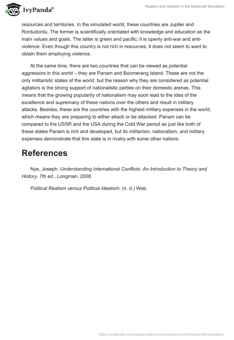 Realism and Idealism in the Statecraft Simulation. Page 3