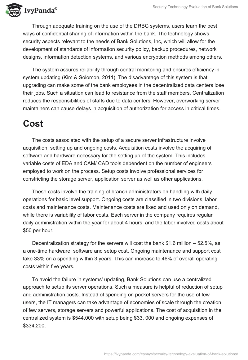 Security Technology Evaluation of Bank Solutions. Page 2