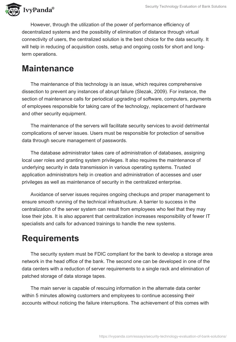 Security Technology Evaluation of Bank Solutions. Page 3