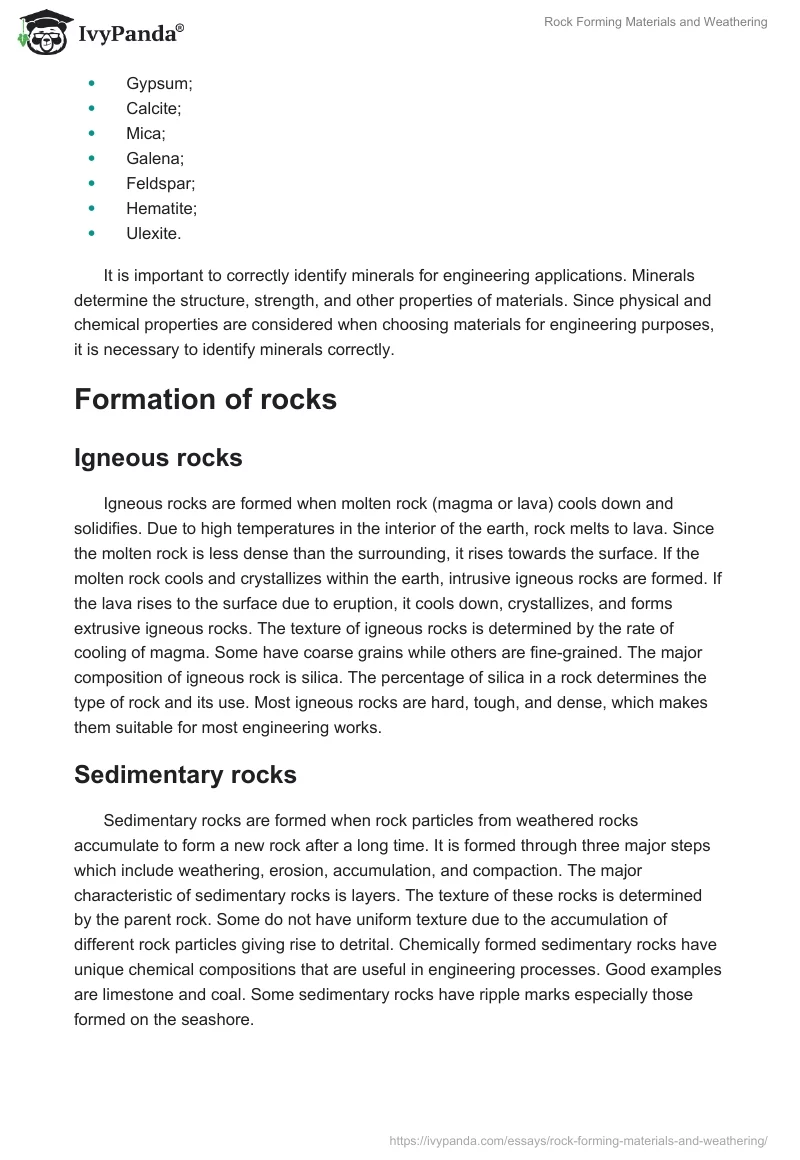 Rock Forming Materials and Weathering. Page 3