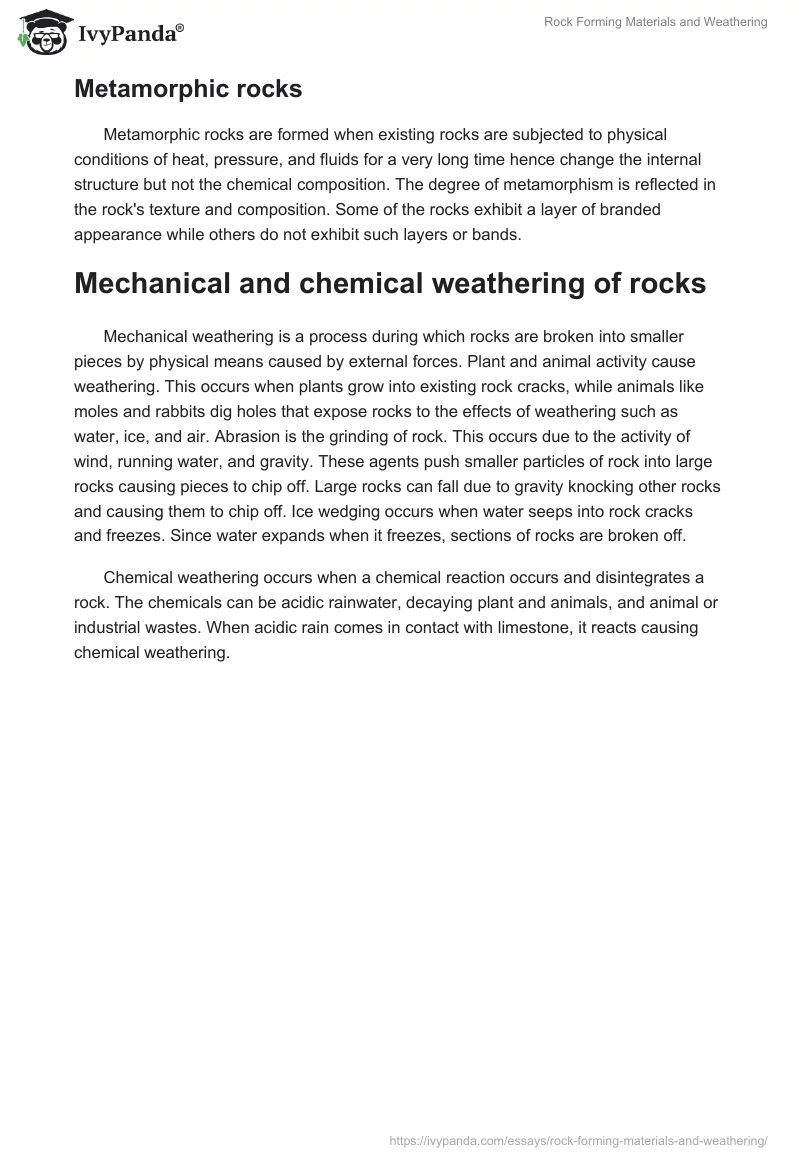 Rock Forming Materials and Weathering. Page 4