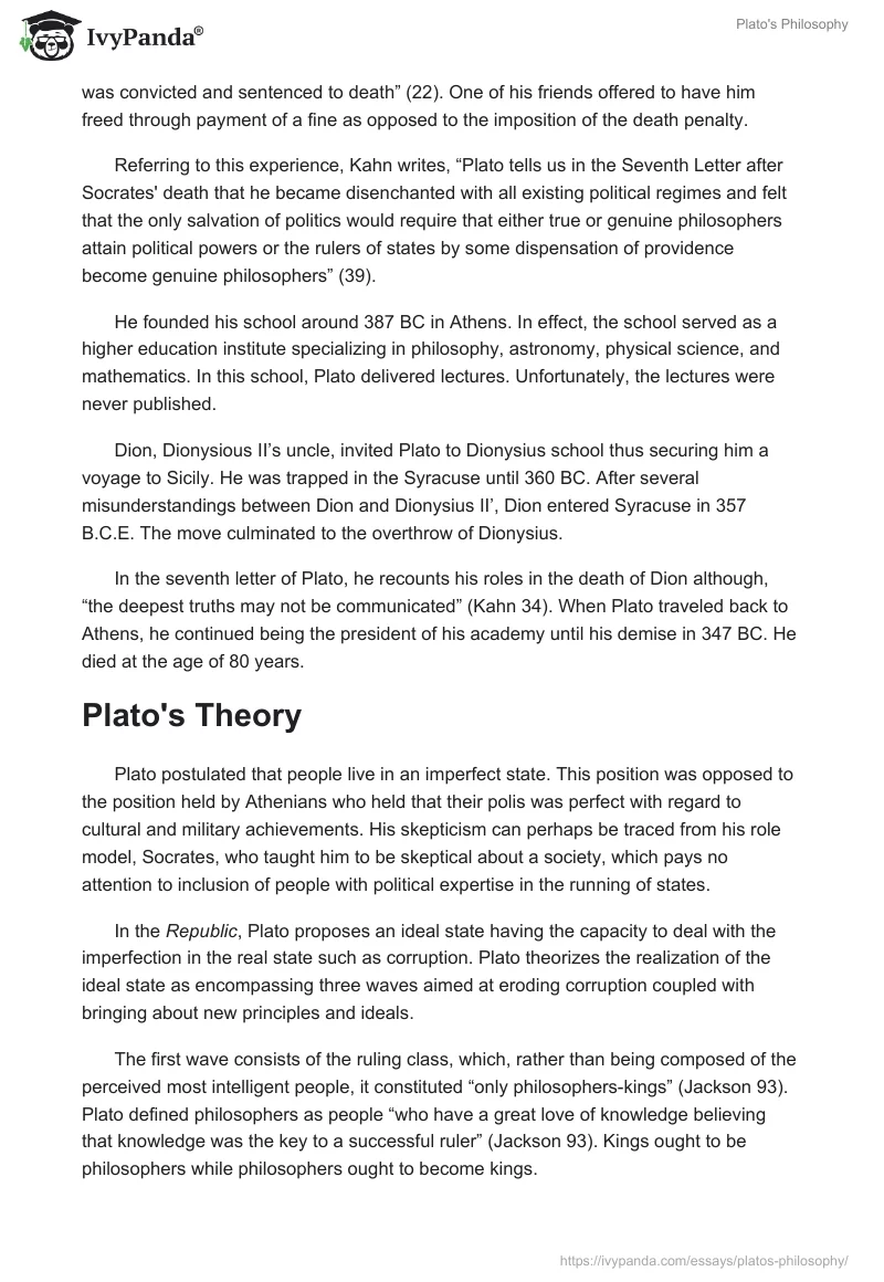 Plato's Philosophy. Page 2