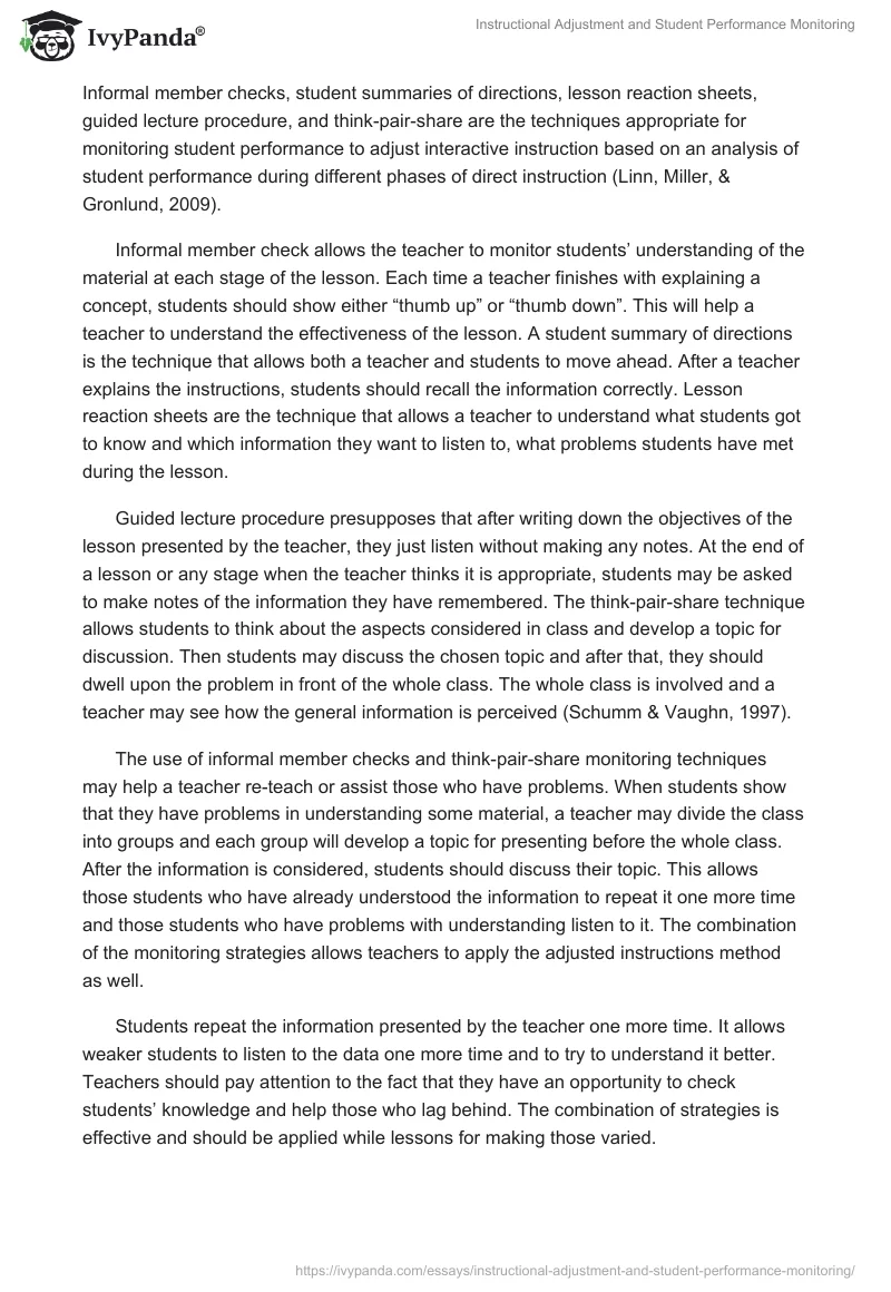Instructional Adjustment and Student Performance Monitoring. Page 2