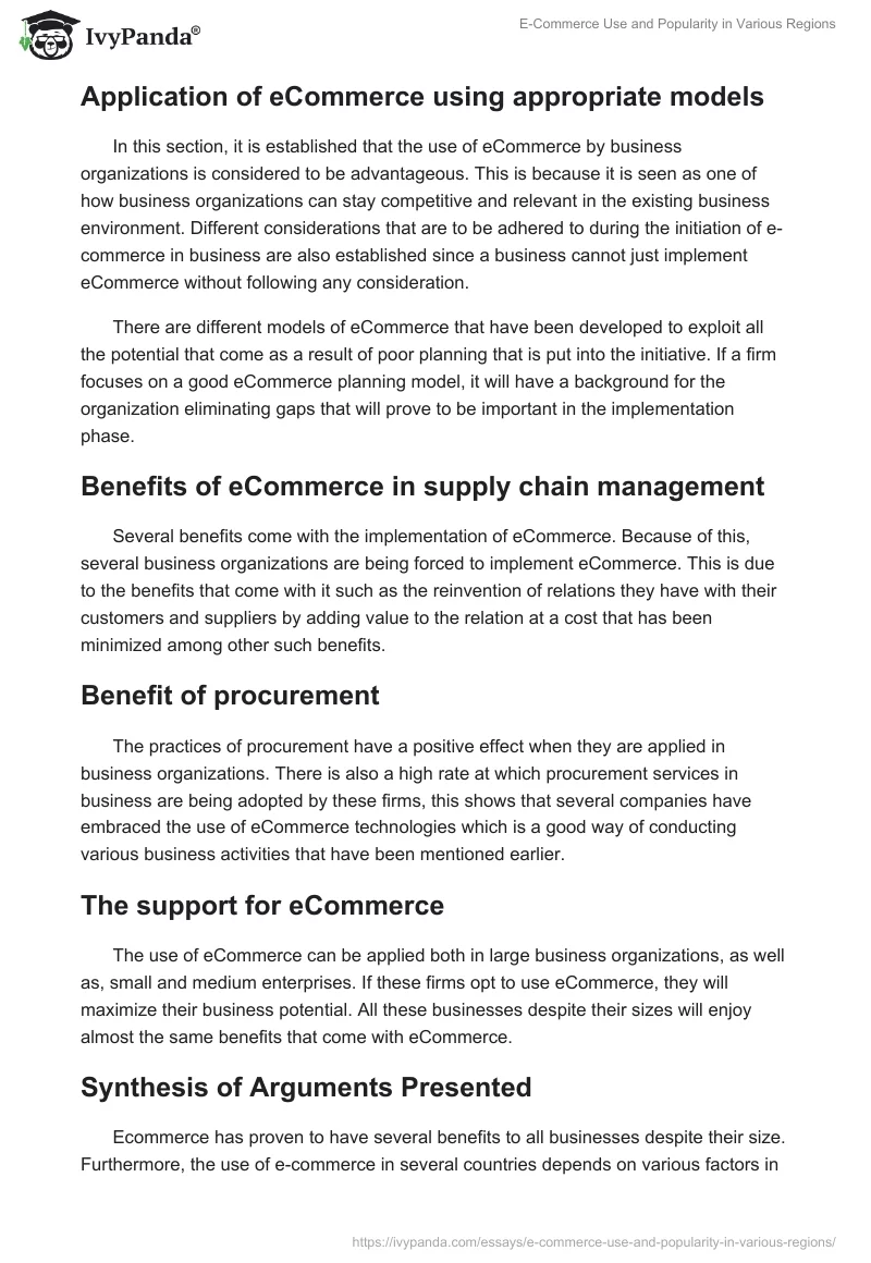 E-Commerce Use and Popularity in Various Regions. Page 3