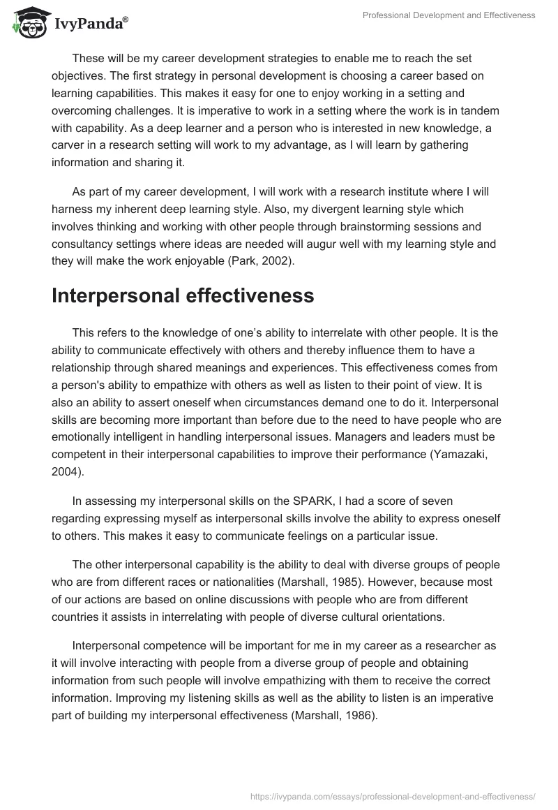 Professional Development and Effectiveness. Page 3