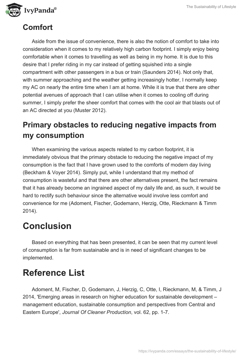 The Sustainability of Lifestyle. Page 5
