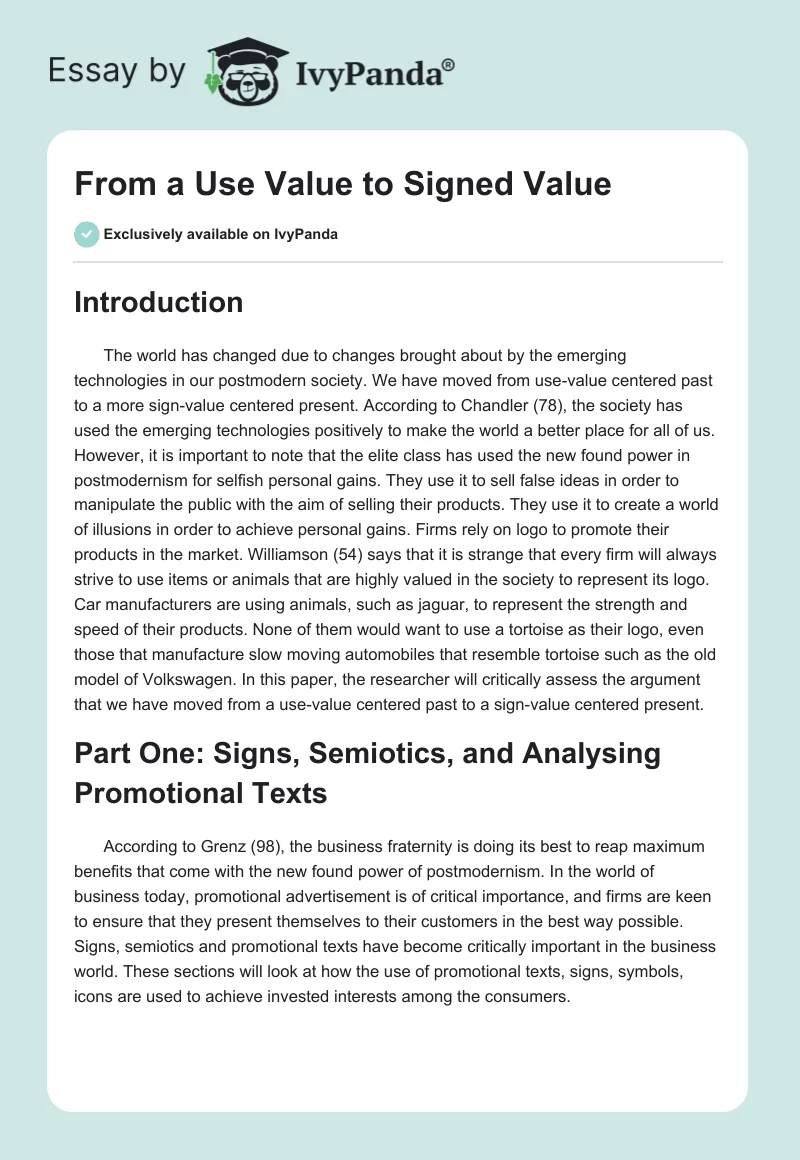 From a "Use Value" to "Signed Value". Page 1