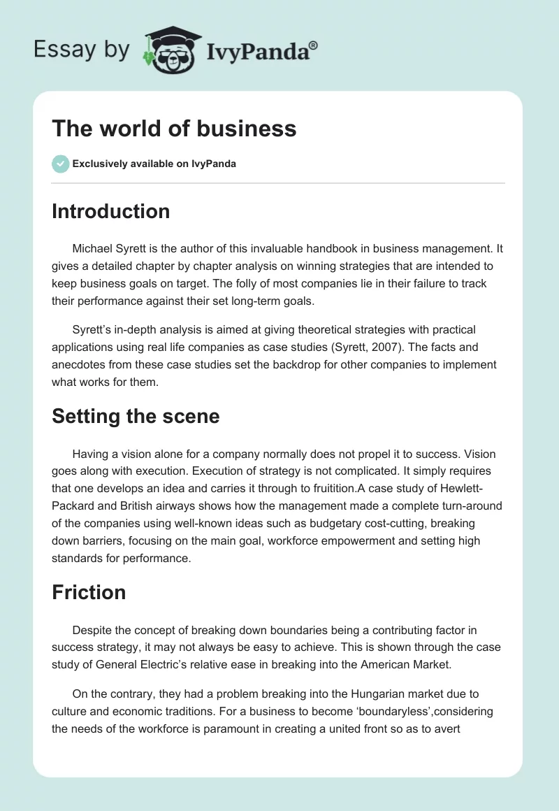 The world of business. Page 1