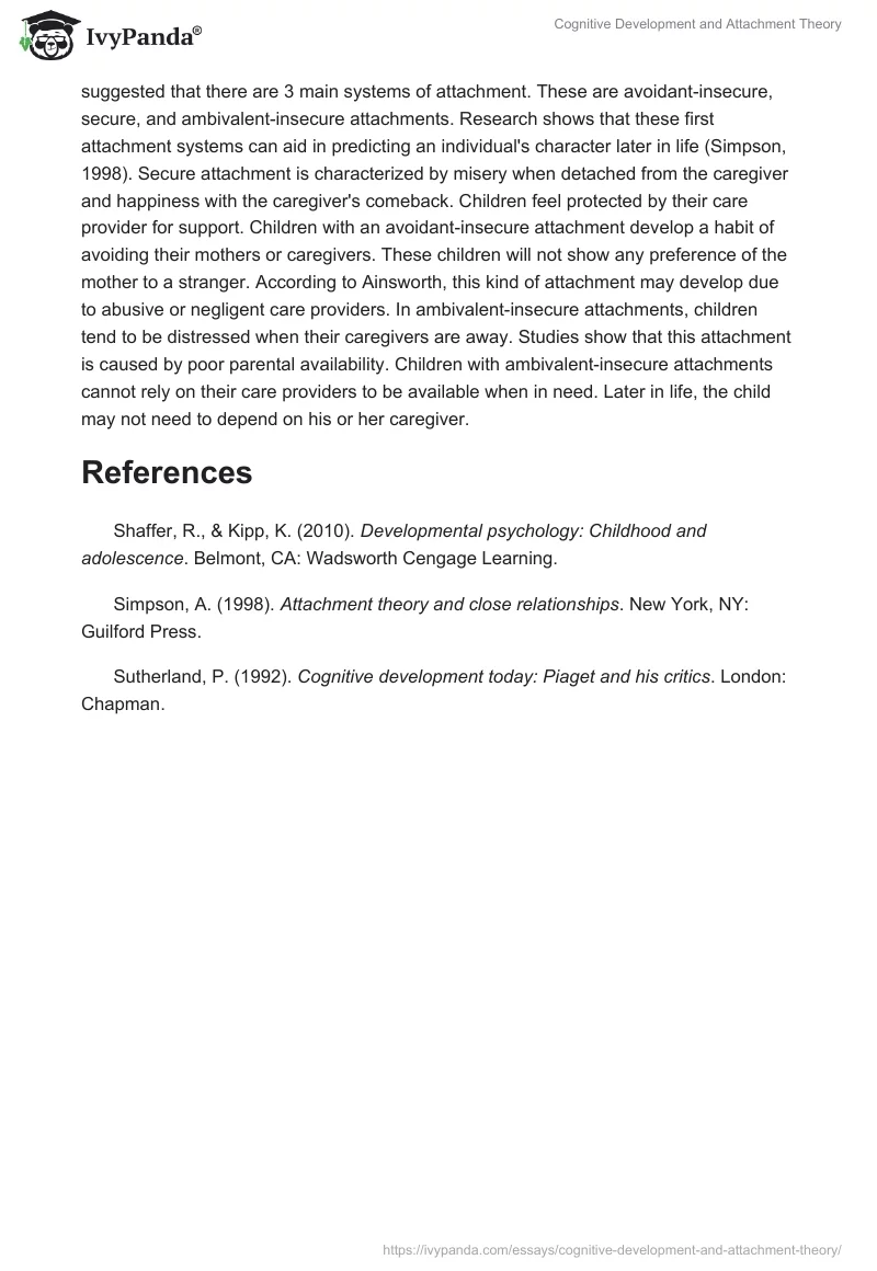 Cognitive Development and Attachment Theory. Page 3