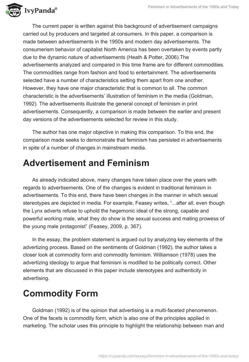 Feminism in Advertisements of the 1950s and Today. Page 2
