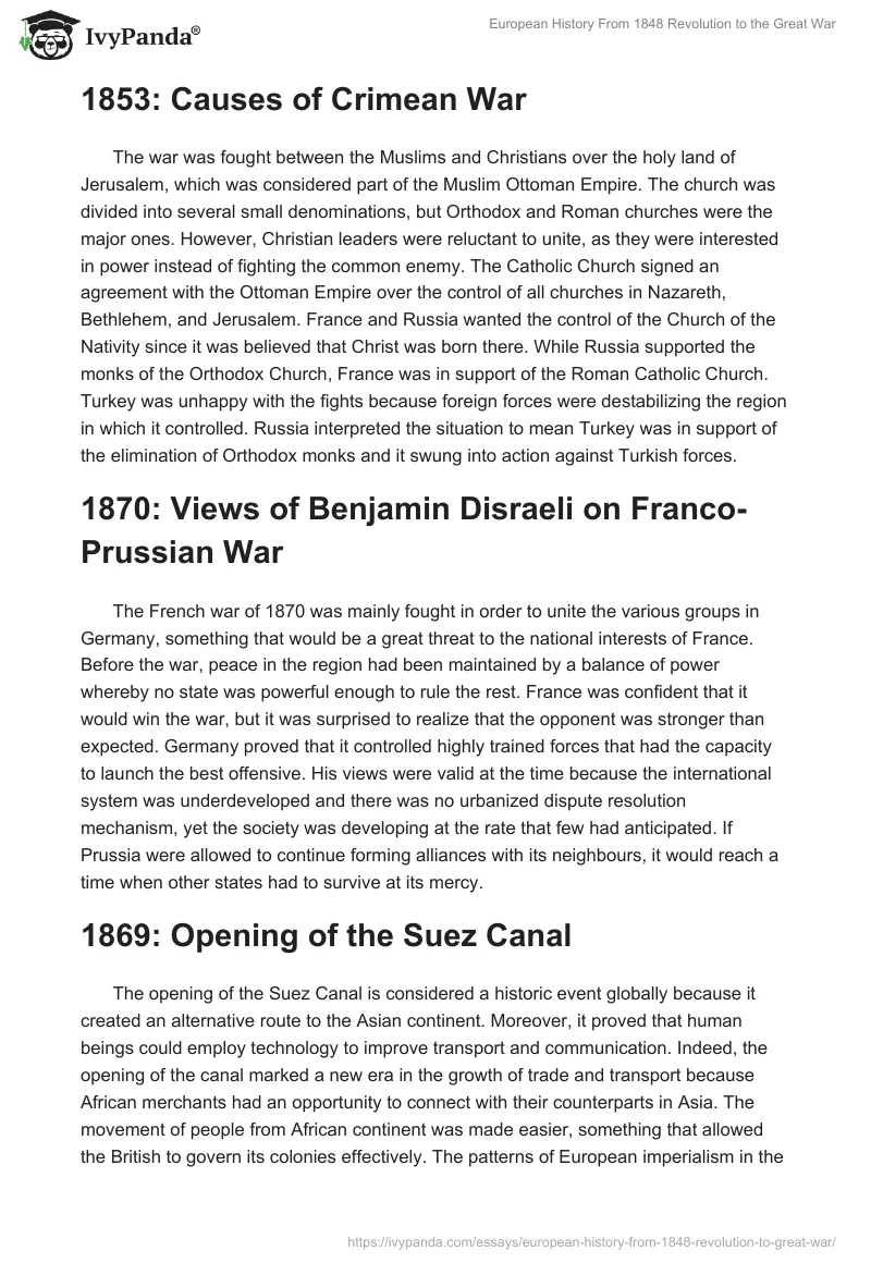 European History From 1848 Revolution to the Great War. Page 2