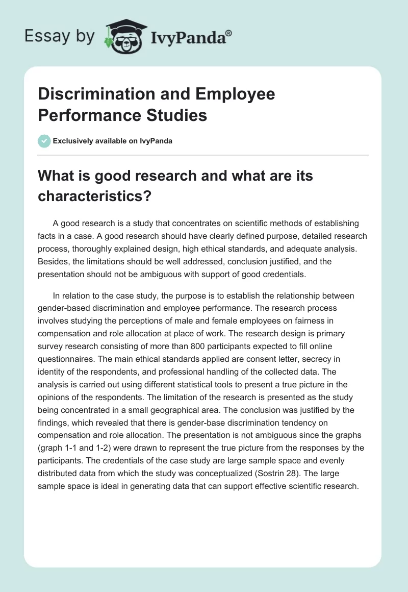 Discrimination and Employee Performance Studies. Page 1