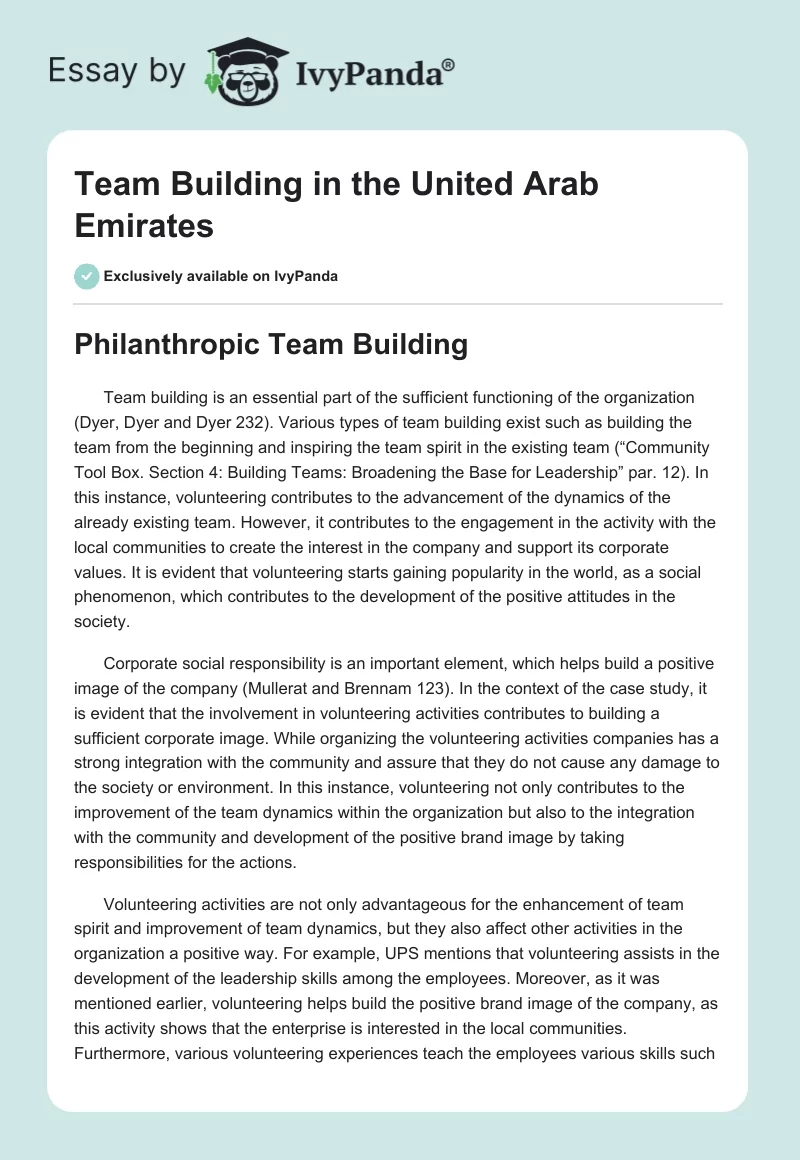 Team Building in the United Arab Emirates. Page 1