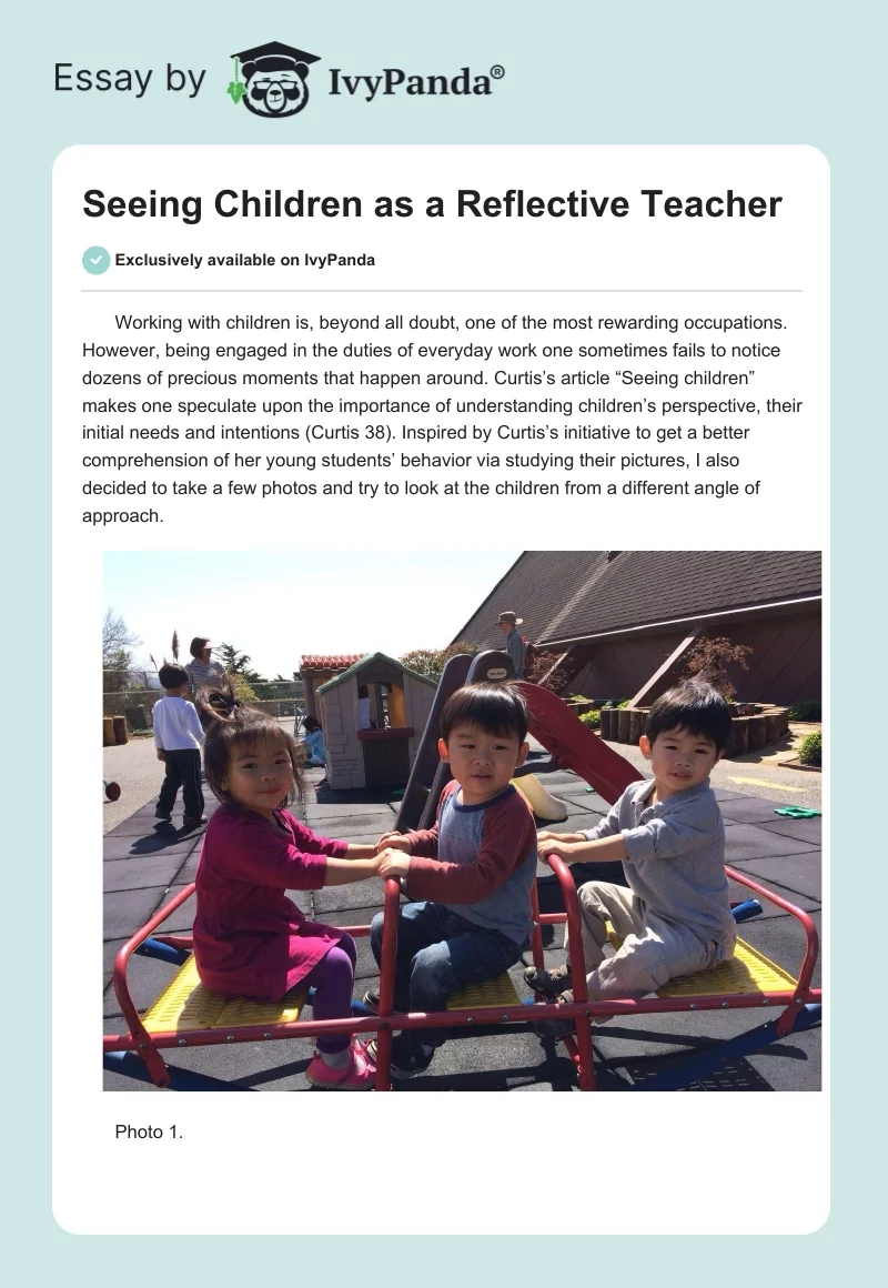 Seeing Children as a Reflective Teacher. Page 1
