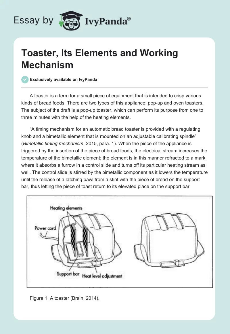 Toaster, Its Elements and Working Mechanism. Page 1