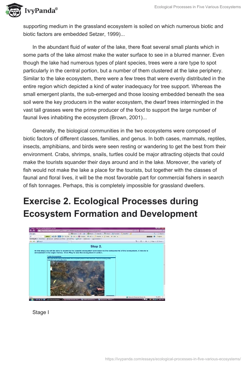 Ecological Processes in Five Various Ecosystems. Page 2