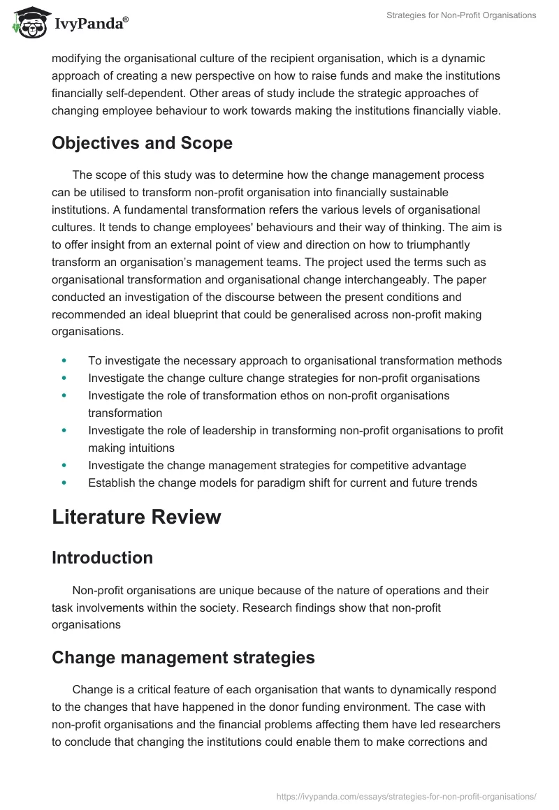 Strategies for Non-Profit Organisations. Page 3