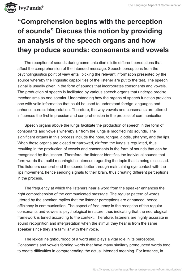 The Language Aspect of Communication. Page 4