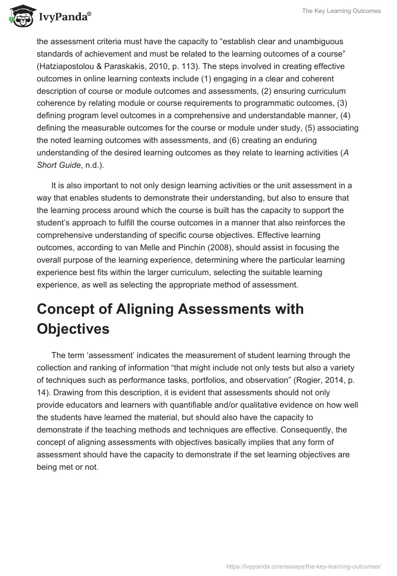The Key Learning Outcomes. Page 2