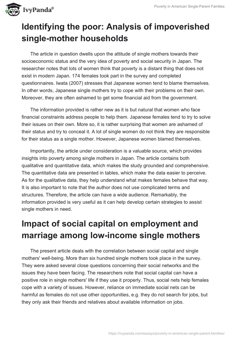 Poverty in American Single-Parent Families. Page 2