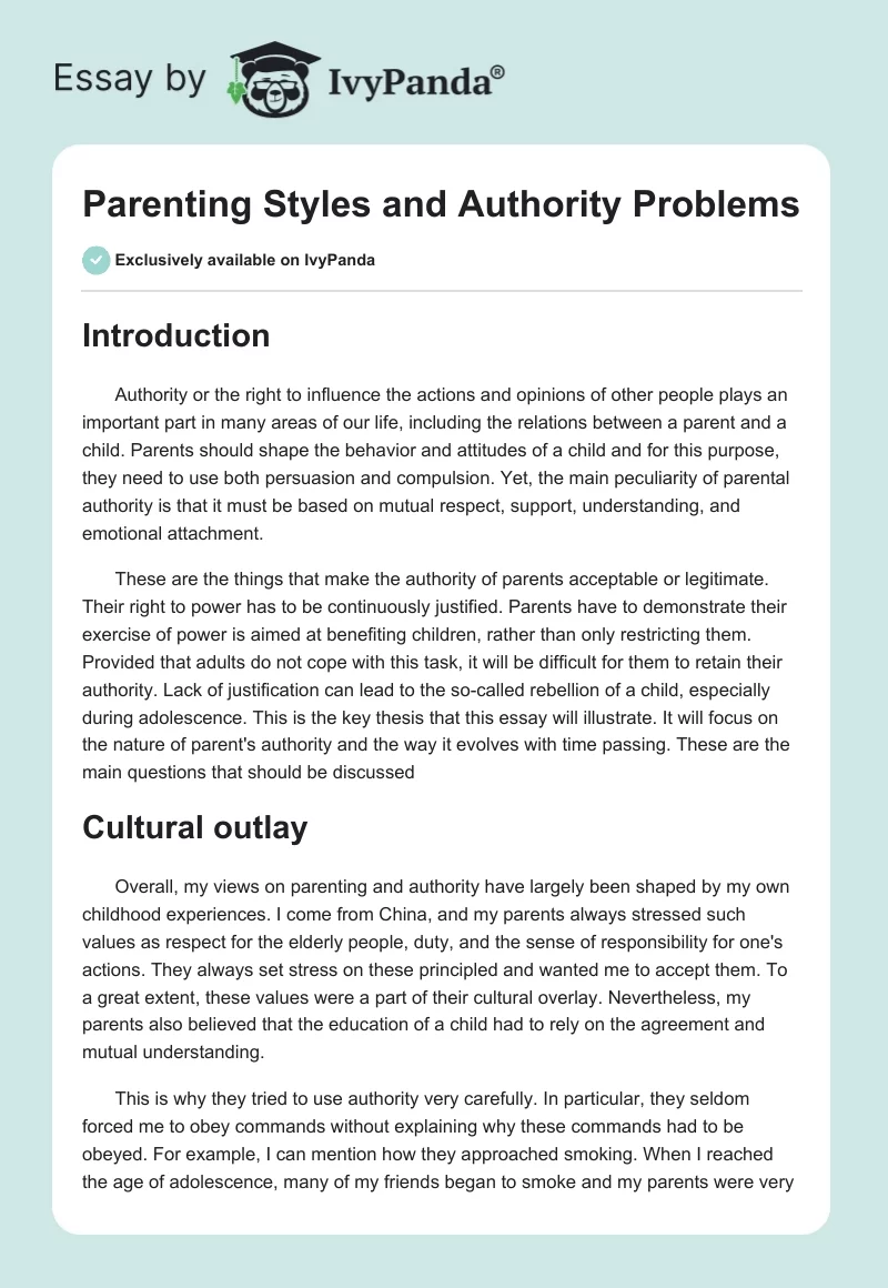 Parenting Styles and Authority Problems. Page 1