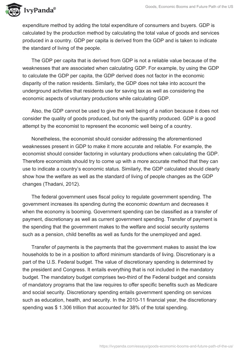 Goods, Economic Booms and Future Path of the US. Page 2
