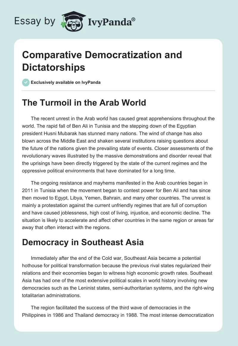 Comparative Democratization and Dictatorships. Page 1