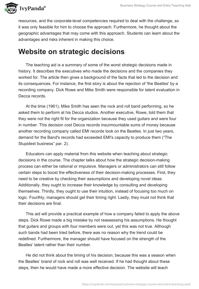 Business Strategy Course and Extra Teaching Aids. Page 4