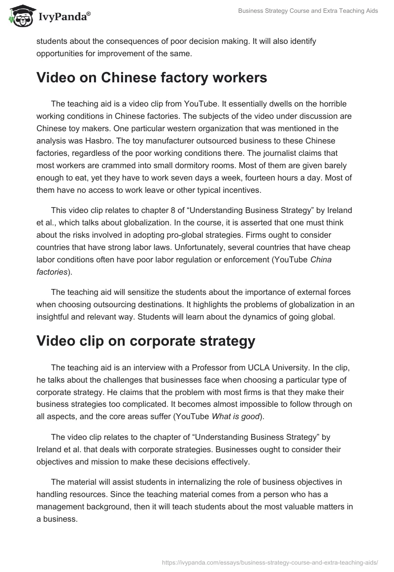 Business Strategy Course and Extra Teaching Aids. Page 5