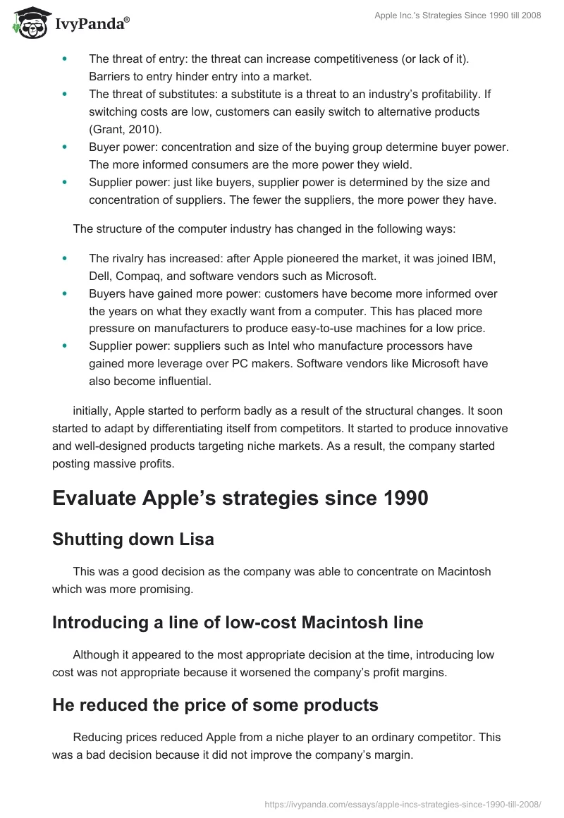 Apple Inc.'s Strategies Since 1990 till 2008. Page 2