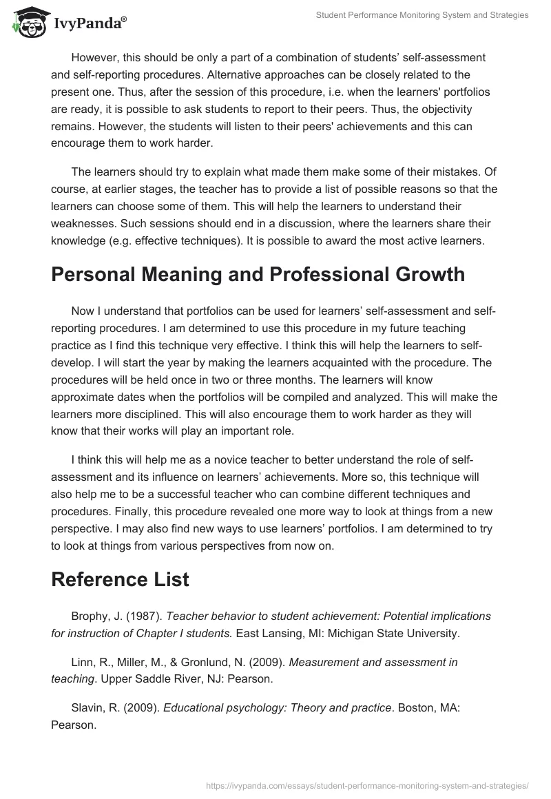 Student Performance Monitoring System and Strategies. Page 5