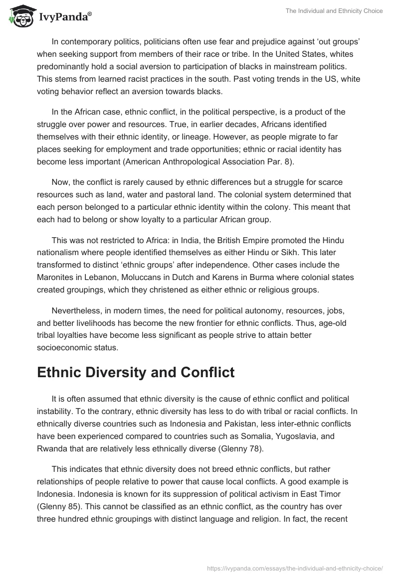 The Individual and Ethnicity Choice. Page 3