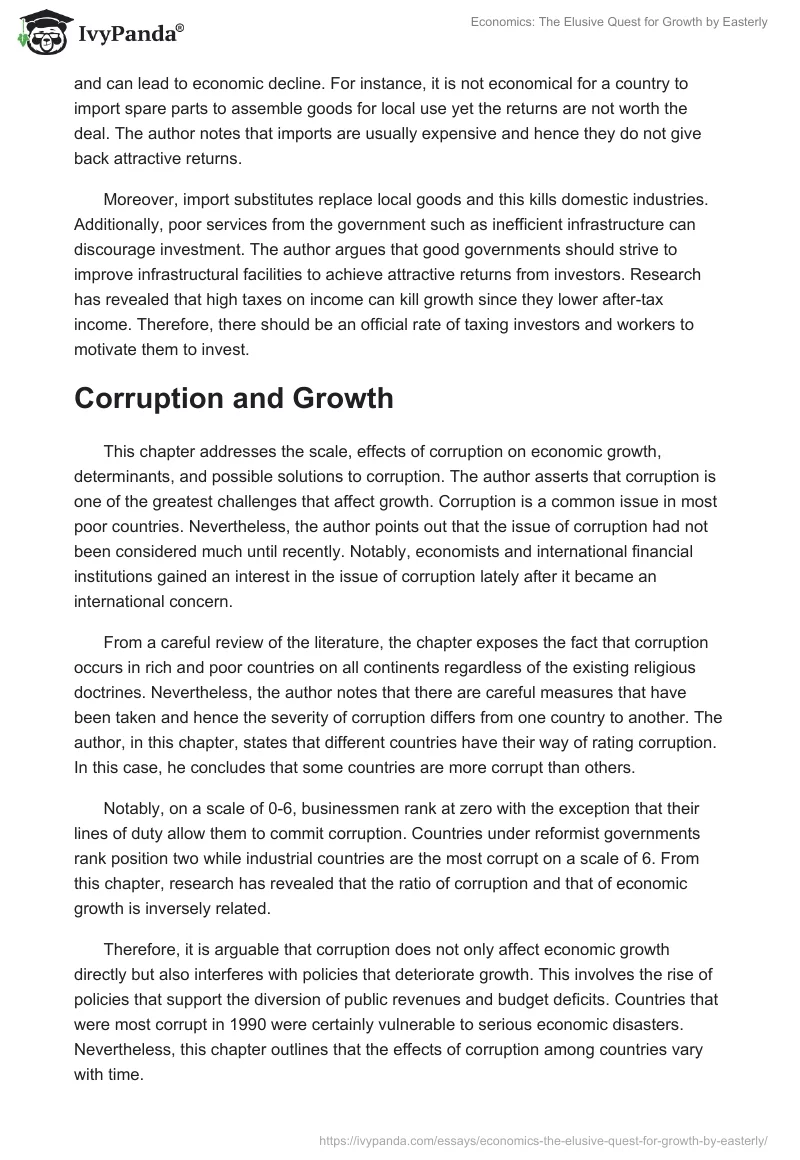 Economics: "The Elusive Quest for Growth" by Easterly. Page 5
