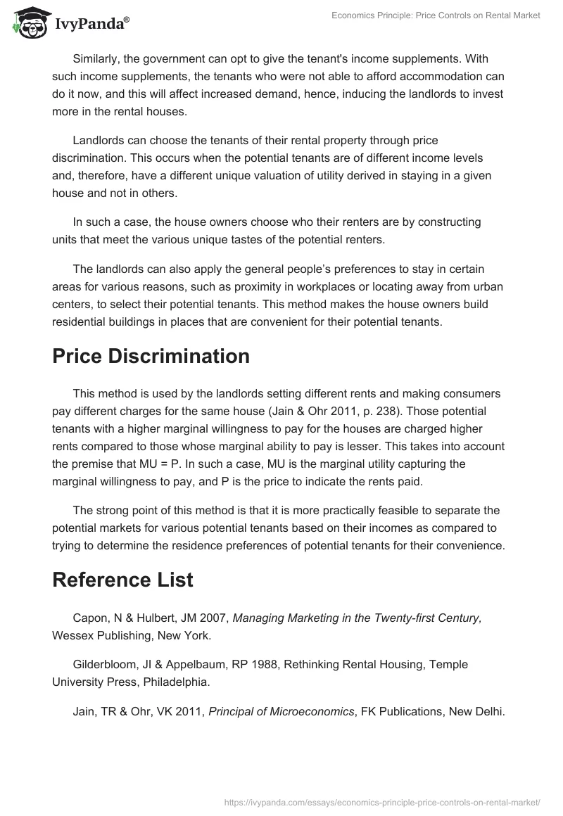 Economics Principle: Price Controls on Rental Market. Page 5