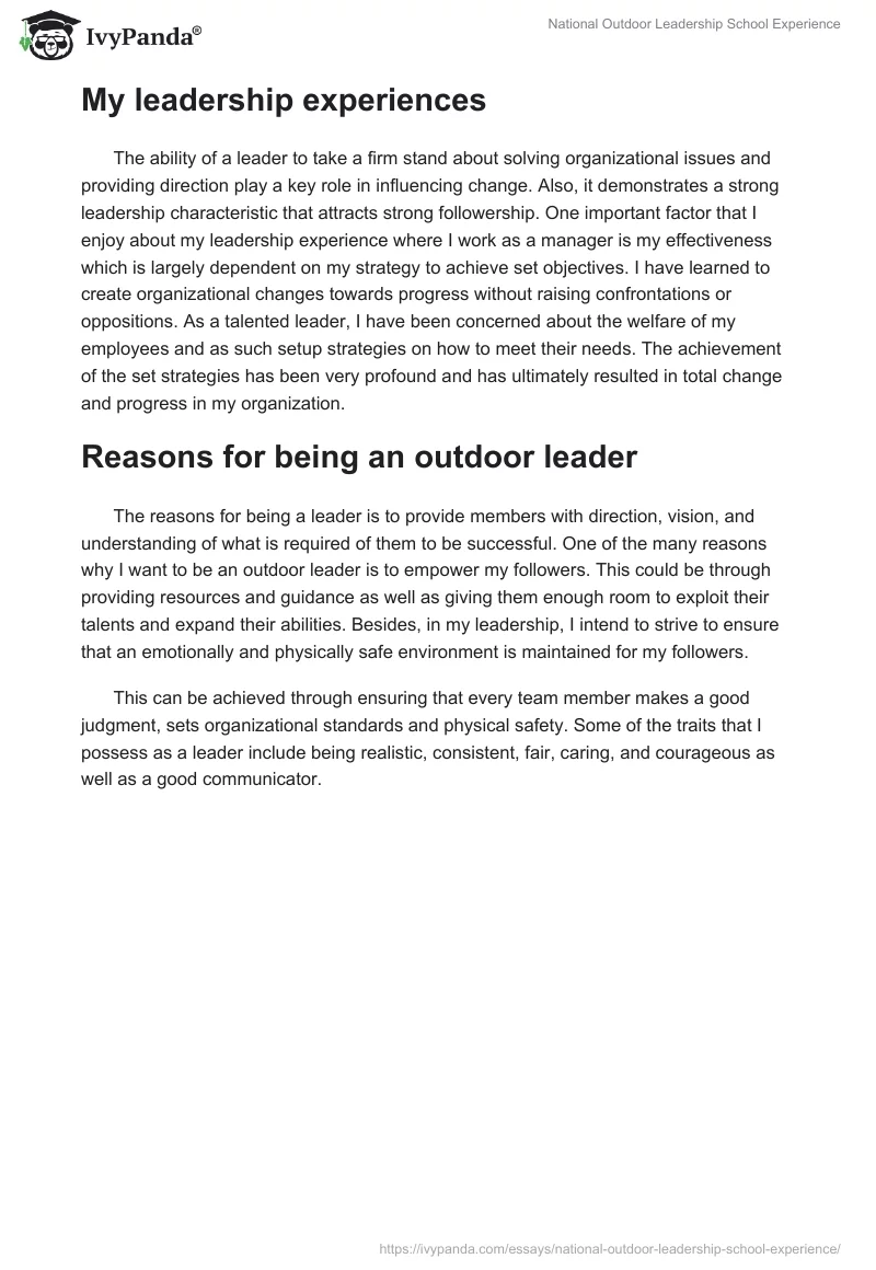 National Outdoor Leadership School Experience. Page 3