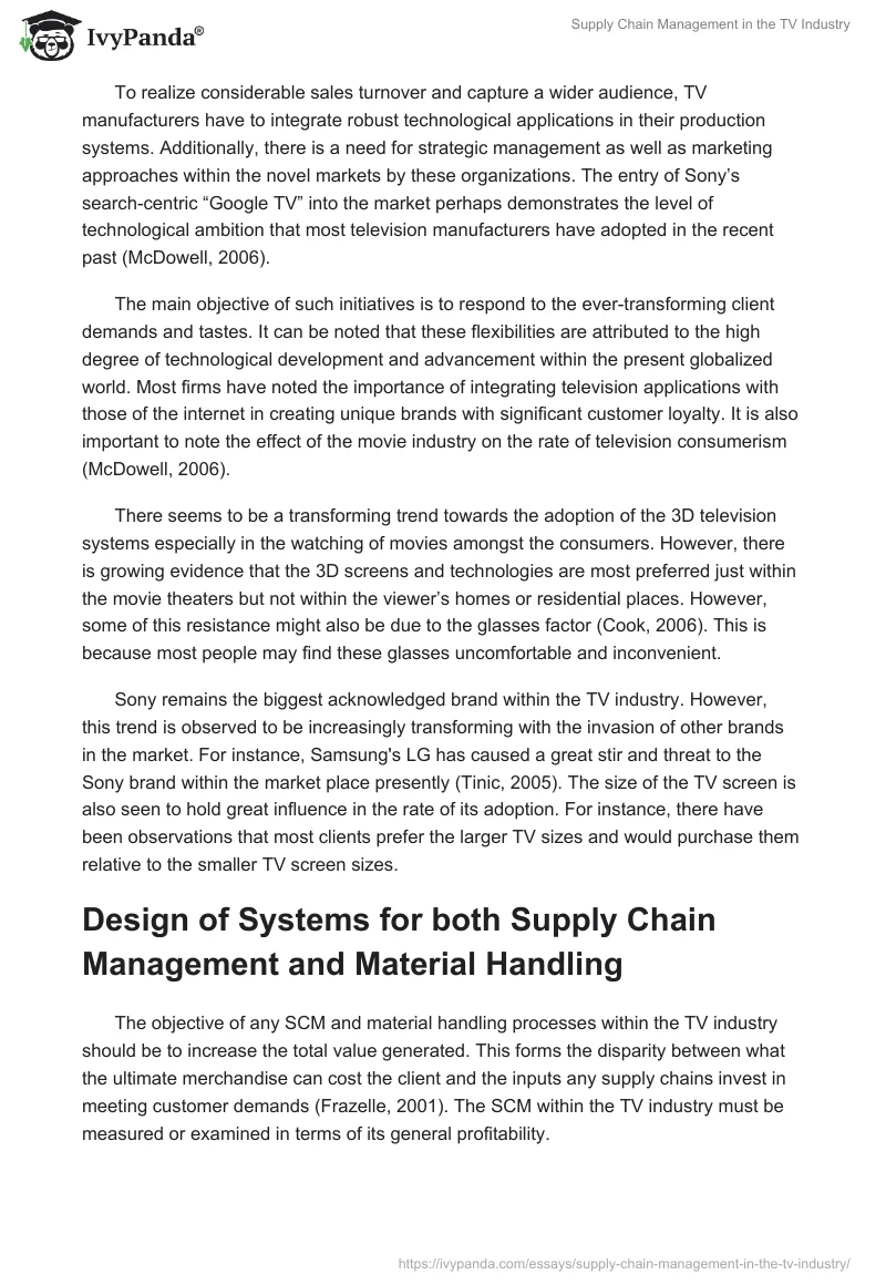 Supply Chain Management in the TV Industry. Page 5