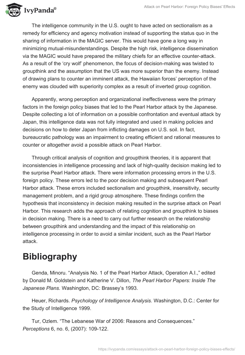 Attack on Pearl Harbor: Foreign Policy Biases' Effects. Page 5