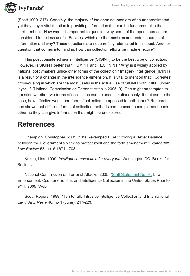 Human Intelligence as the Best Sources of Information. Page 2