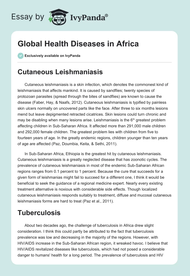 Global Health Diseases in Africa. Page 1