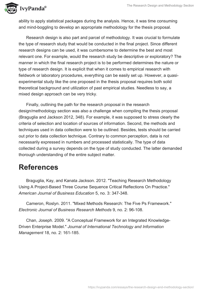 The Research Design and Methodology Section. Page 2