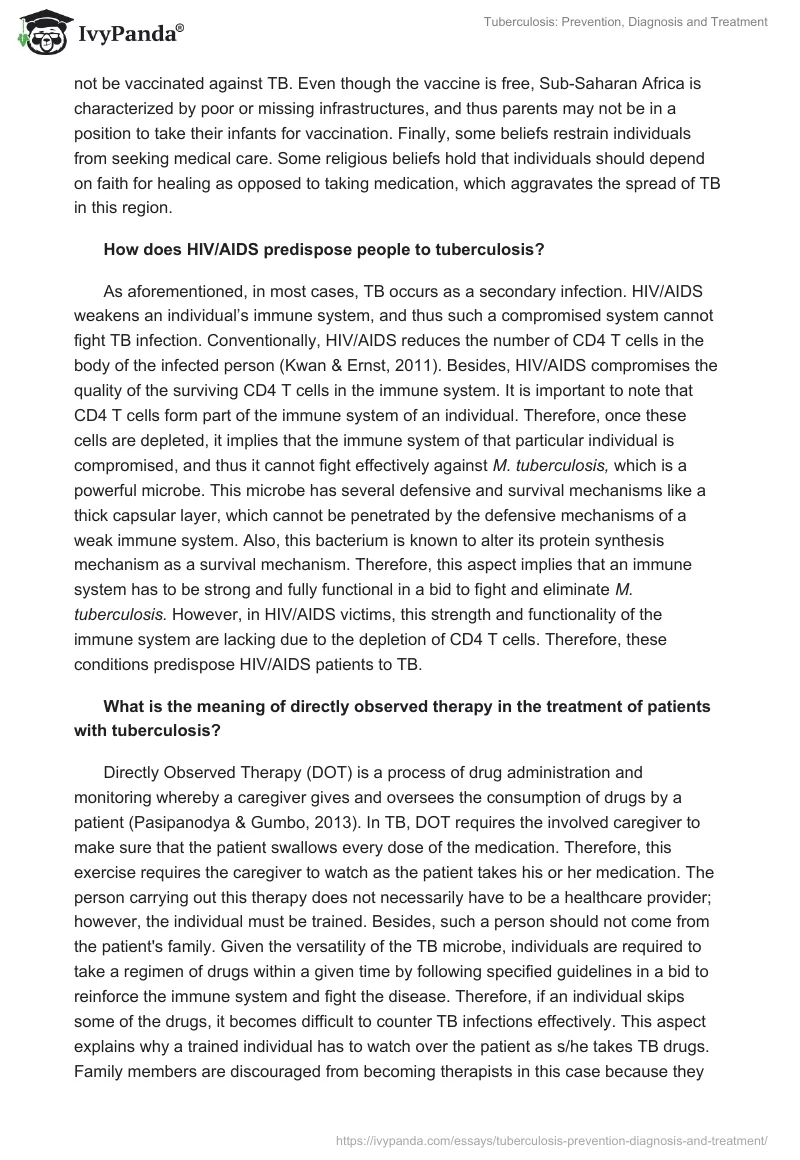 Tuberculosis: Prevention, Diagnosis and Treatment. Page 4